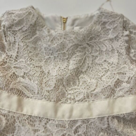 Little Angels Cream A-line Dress with Cuffed Long Sleeves - Picture 8 of 15